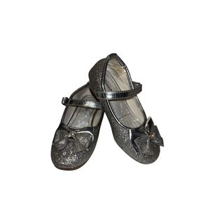 Girls Dress Shoes Mary Jane Youth Size 10 Glitter Glimmer Silver Sparkle Cindere